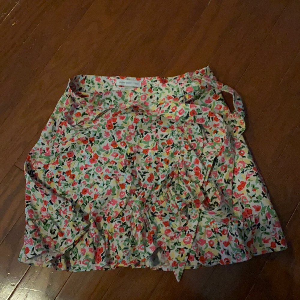 Urban outfitters floral wrap tie skirt